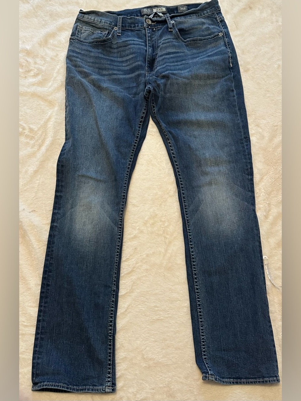 BKE Men's Jake Straight Leg Jeans in Dark Blue Wash